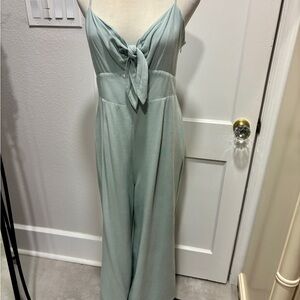 Everly Mint Green Jumpsuit with Bow Detail